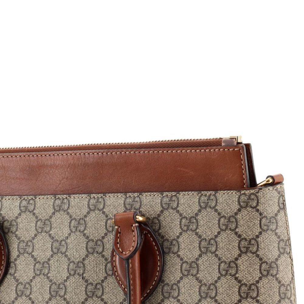 Gucci Linea A Convertible Tote GG Coated Canvas Medium Brown - Picture 7 of 9